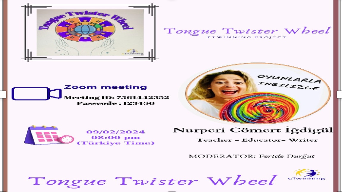 Tongue Twister Wheel e-twining Projesi kapsamında oyunlarla ingilizce online eğitimi yapıldı.